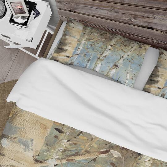 Designart 'White Birch Forest I' Farmhouse Bedding Set